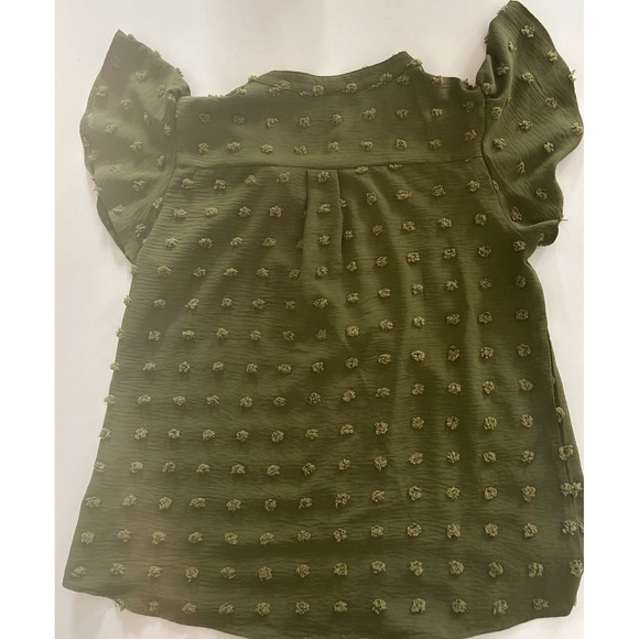 Olive green Business Casual Blouses V Neck Ruffle Sleeve Shirt Size - Picture 5 of 6